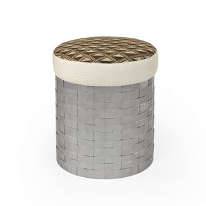Intarlace, Cylindrical iron pouf, with padded seat
