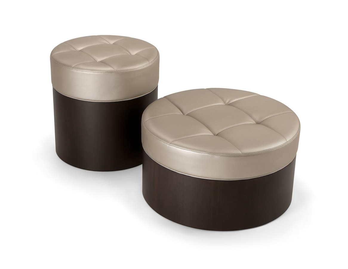 OSLO COFFEE TABLE 086 P H45, Pouf in wood, with upholstered seat