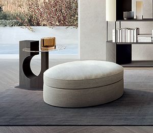 PO83 Theatre pouf, Round upholstered pouf