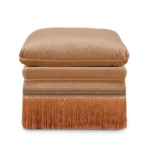 Pouf 25-1008, Pouf upholstered in velvet, with decorative fringe