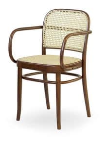 06/CB, Wooden chair with seat and backrest made of cane, for bars
