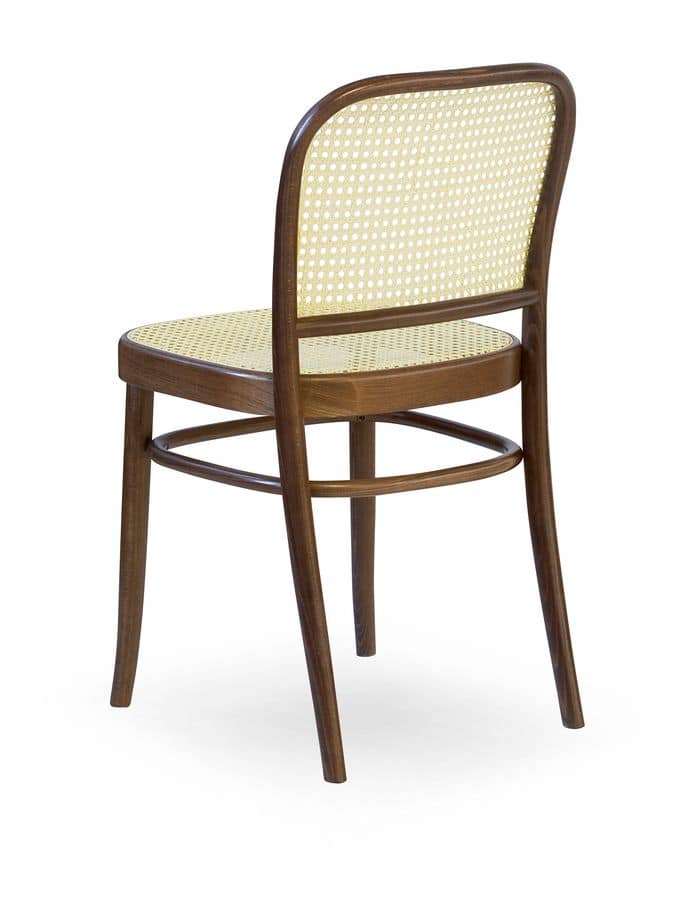 06, Wooden chair with seat and backrest in cane