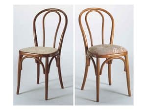 129, Chair with curved wooden back, various finishes