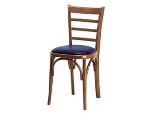 H/a, Padded chair with wooden backrest with horizontal slats