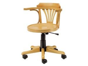 Londra, Wooden chair with wheels, adjustable height