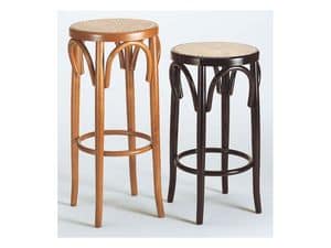 128, Thonet stool, round cane seat, for Hotels