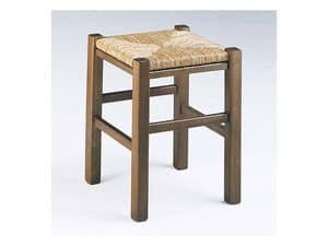 173, Rustic square stool, with straw seat, for wine-bar