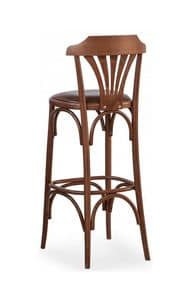 B05, Barstool in curved wood, upholstered seat for bars, pubs and fast foods