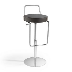 Tuck SG with backrest, Leather stool, with backrest, adjustable height