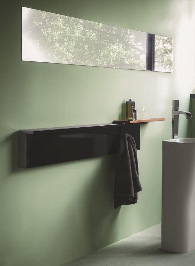 Rift, Elegant modular radiator, accessorized with shelves and towel stand