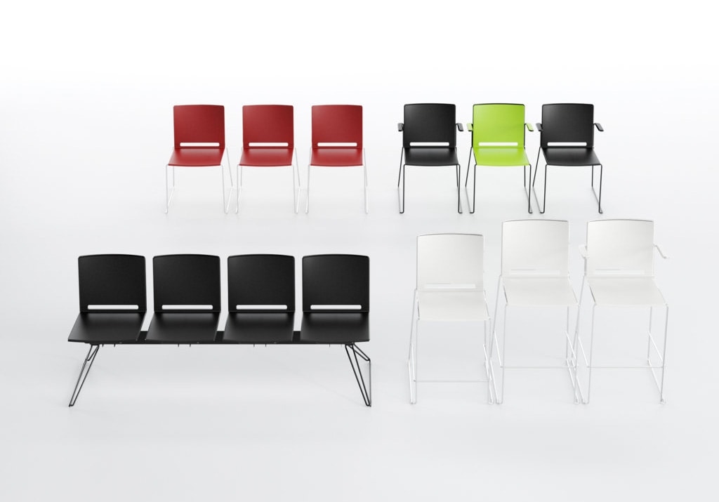 Multi bench, Modular bench, lightweight design, for waiting rooms