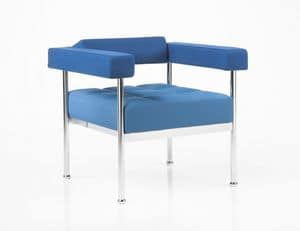 Qubiq, Modern armchair, chromed metal frame, waiting rooms