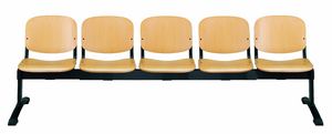 Stella wood 100 bench, Seat on beam, in wood, for waiting areas