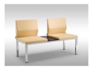 Tre-Di 2 seats sofa with table 9990310, Bench with upholstered seats and a table for waiting rooms