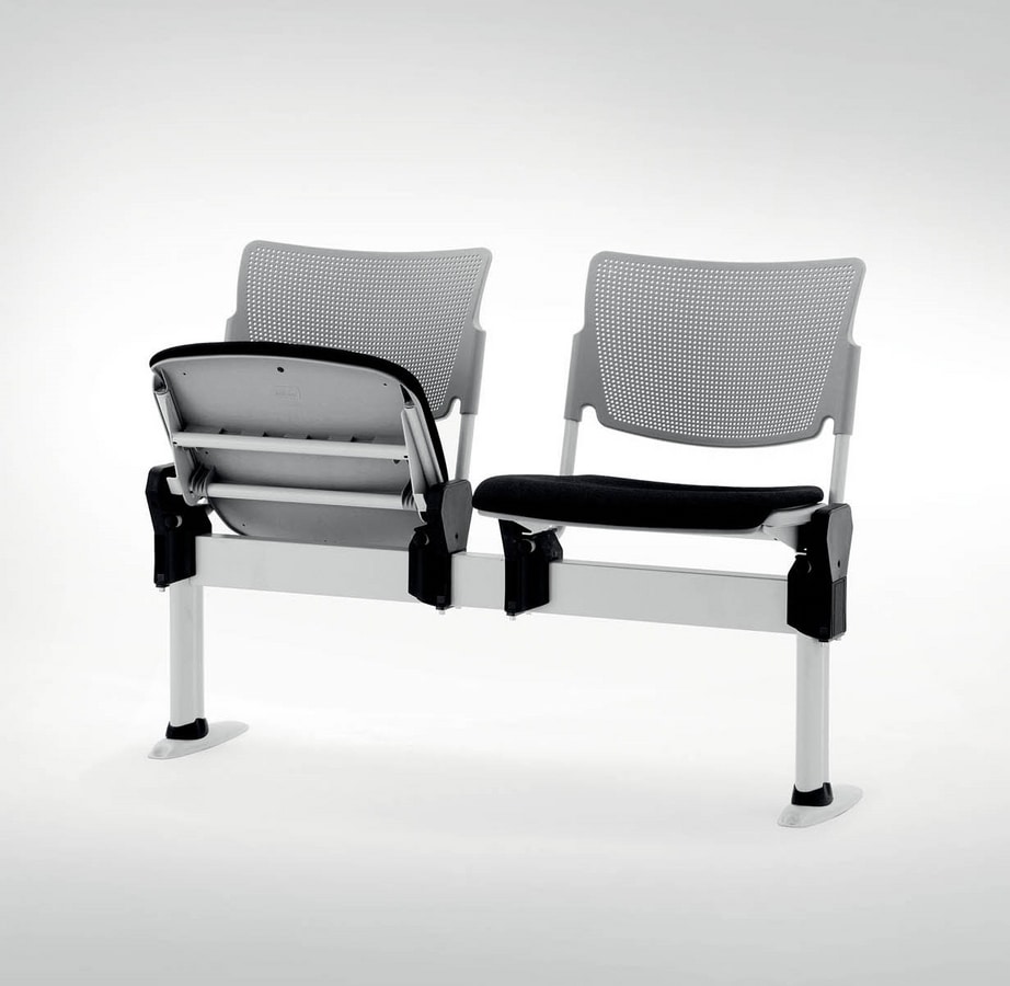 UF 104 - BENCH, Beam chair with folding seat, made in Italy
