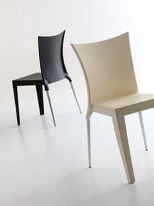 Jo, Elegant design chair, polypropylene seat and backrest, both for indoor and outdoor use
