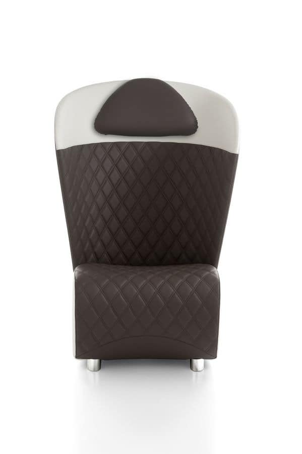 Koccola Top, Armchair with quilted fabric, high backrest