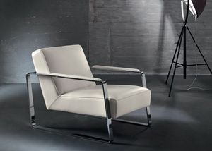 Mika, Armchair for waiting and reading area, metal armrests