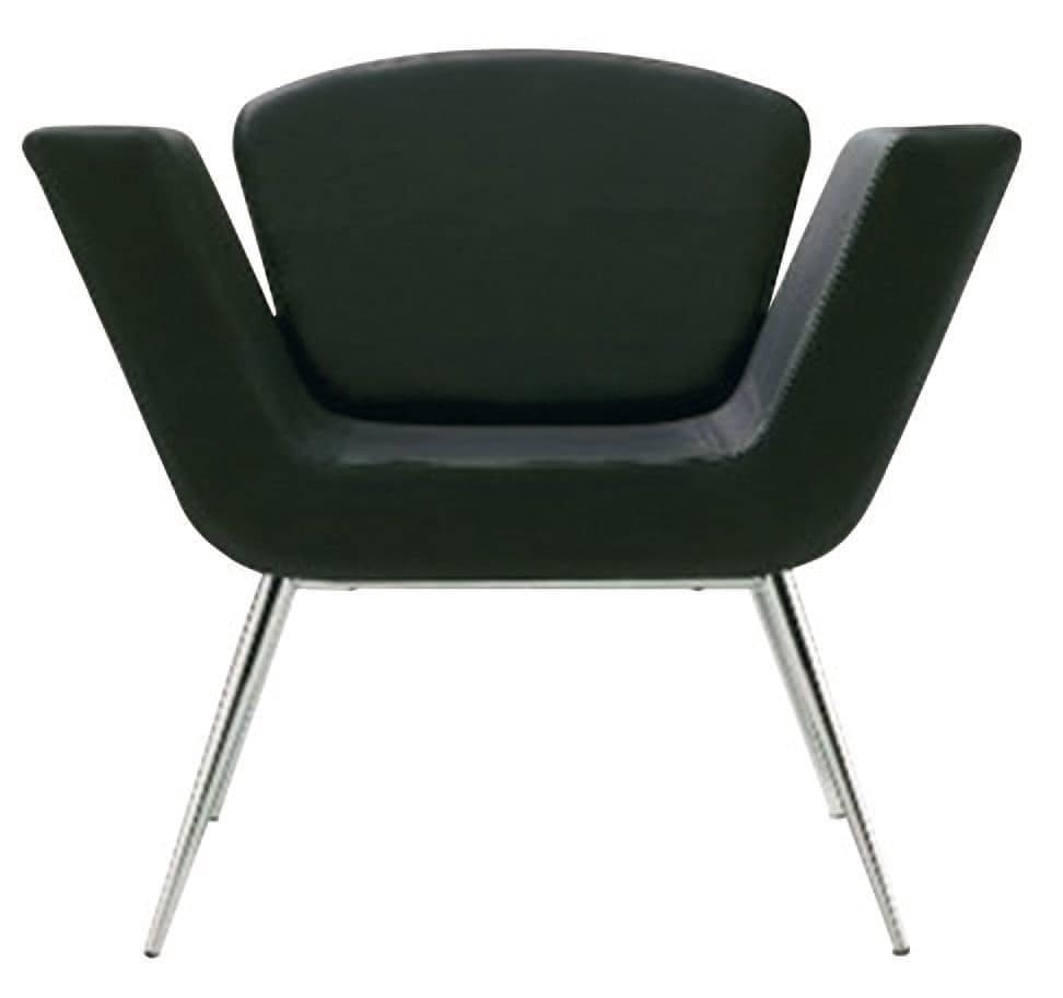 PL 999.01, Armchair with metal base, padded, to hotel
