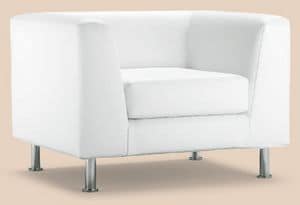 PL VEGA 1P, Armchair with modern lines, chrome feet, for hotels