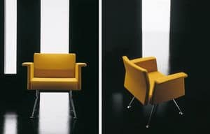 Ypsilon 1p, Upholstered armchair, with chrome legs, for reception