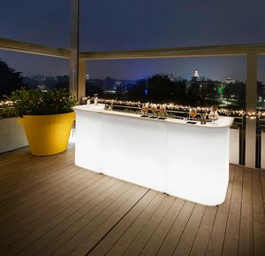 Break Corner, Modular light bar counter with angular shape