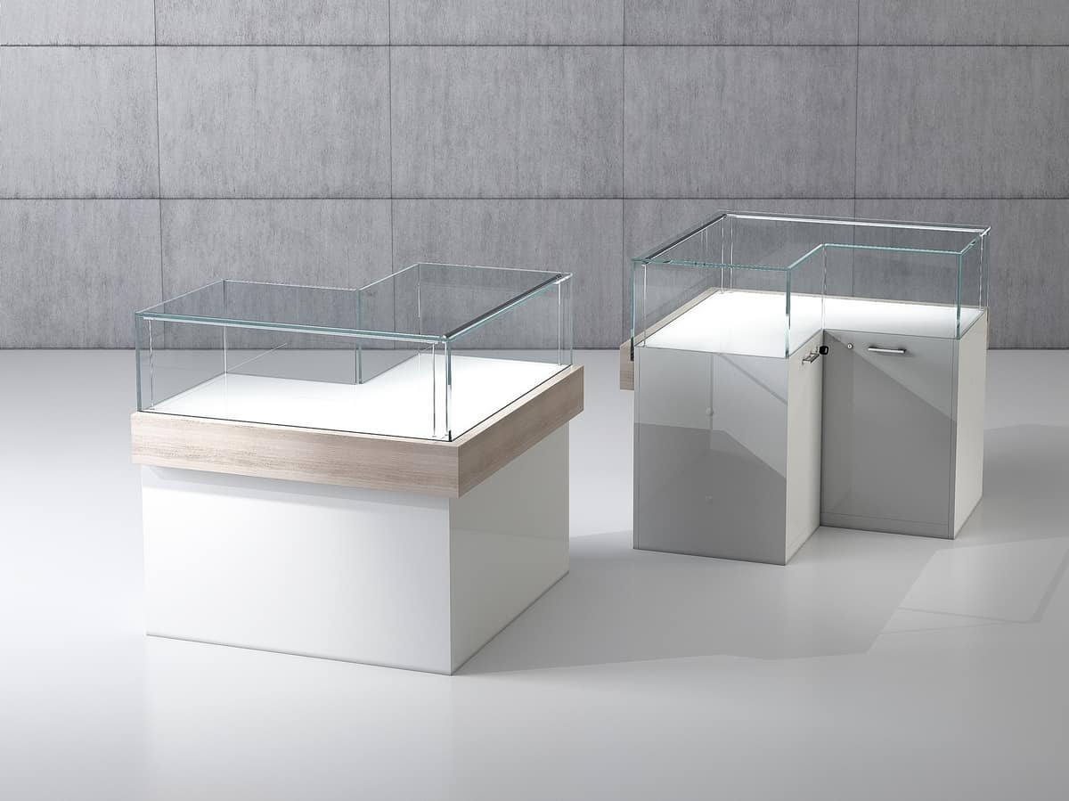 Quadratum Frame COM/QF6, L-shaped counter, for clothing and jewelery store