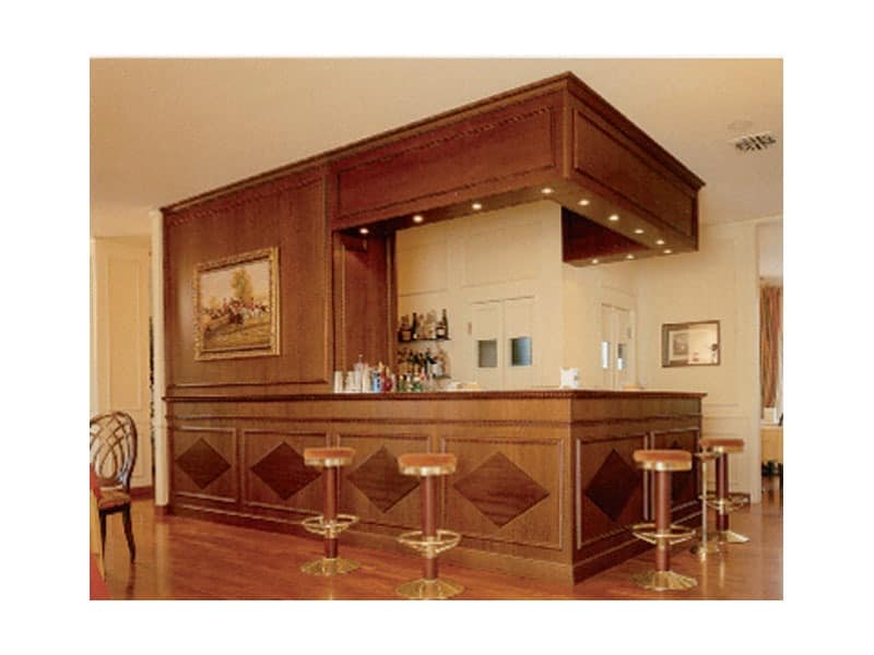 Regency Hotel, Stylish bar counter, wood paneling decorated, custom-made