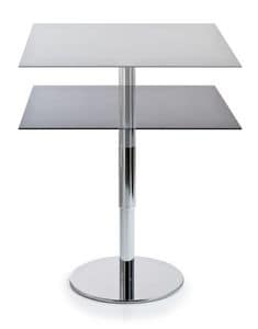 Intondo H47:71 Q, Round table with chromed metal frame, laminate top, table with variable height
