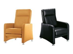 Helena, Ergonomic armchair with reclining backrest and footrest