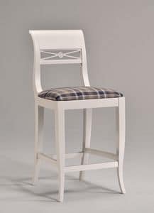 EVA barstool 8016B, Stool in classical style, in beech, woven pattern