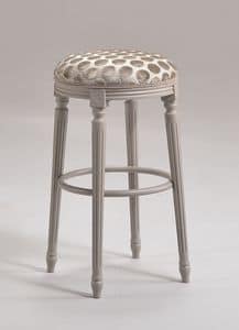 LUIGI XVI stool 8274B, Barstool in Louis XVI style, in beechwood, for naval furniture