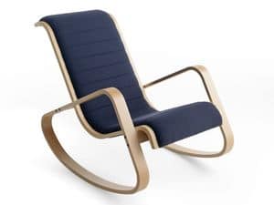 Dondolo FU, Padded rocking chair with armrests