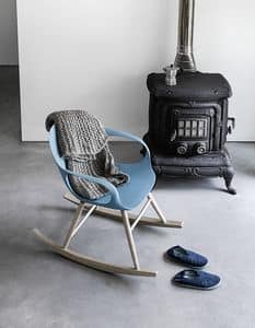Elephant Rocking Chair, Rocking chair with base in solid wood and polyurethane shell