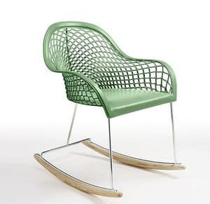 Guapa DN, Rocking armchair made of metal and natural hide