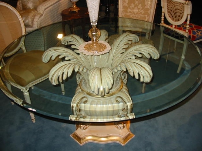 Art.602, Table with round glass top