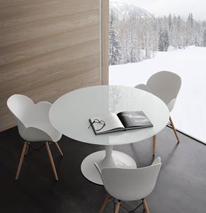 Art. 618 Bramante, Round table in extrawhite tempered  glass