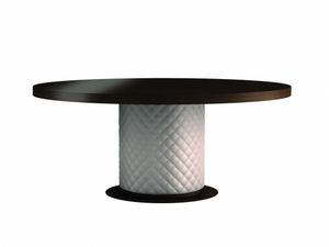 Baltimora table, Round table with leather base
