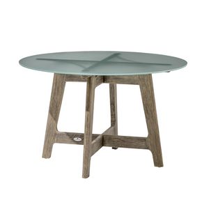 Bhumi 04K8, Outdoor table in teak, with round glass top