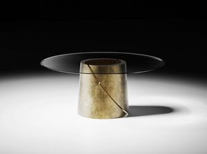 Tholos Art. ETH003, Table with round glass or canaletto walnut top