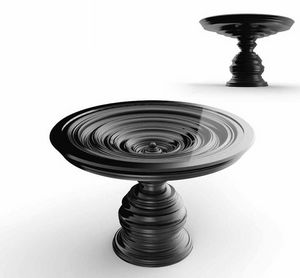 Frames Art. T08, Round table with glossy black lacquered base