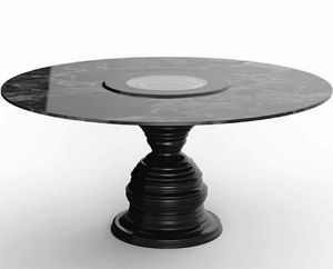 Frames Art. T12, Round table with black marquinia marble top