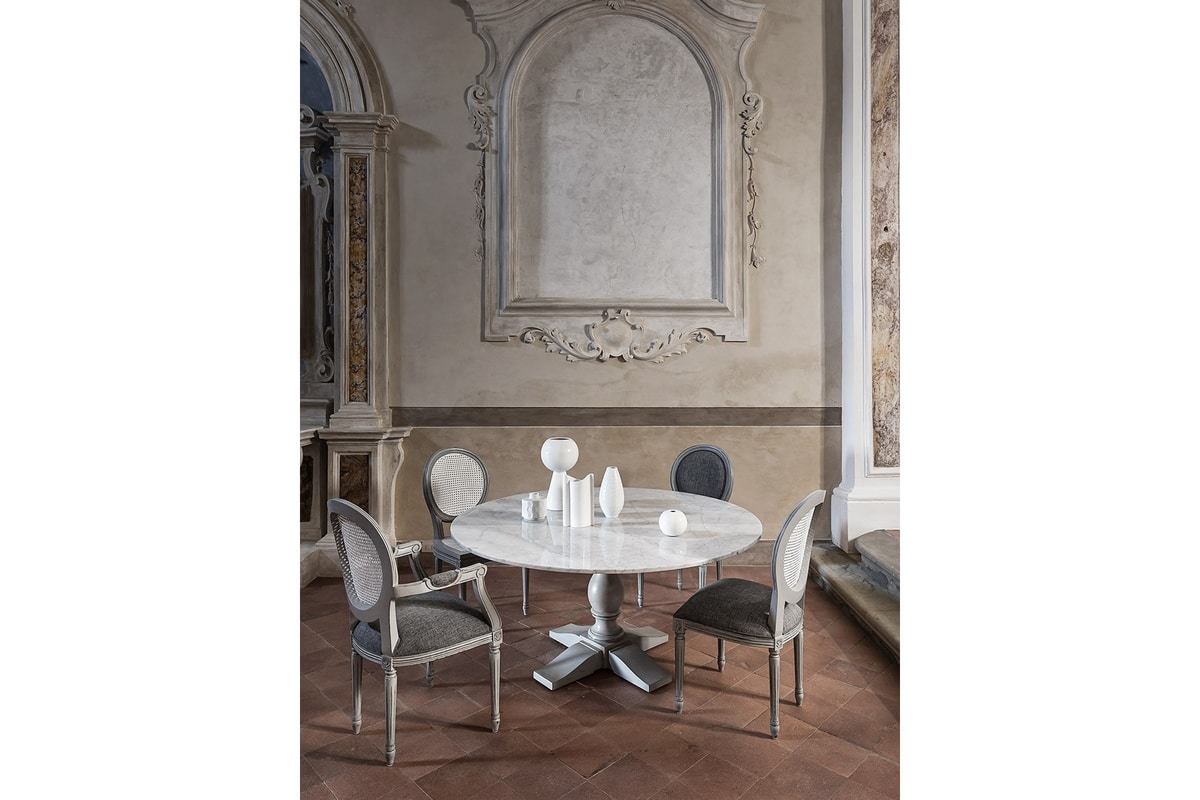 Mozaic 0478, Round table in classic style, marble top