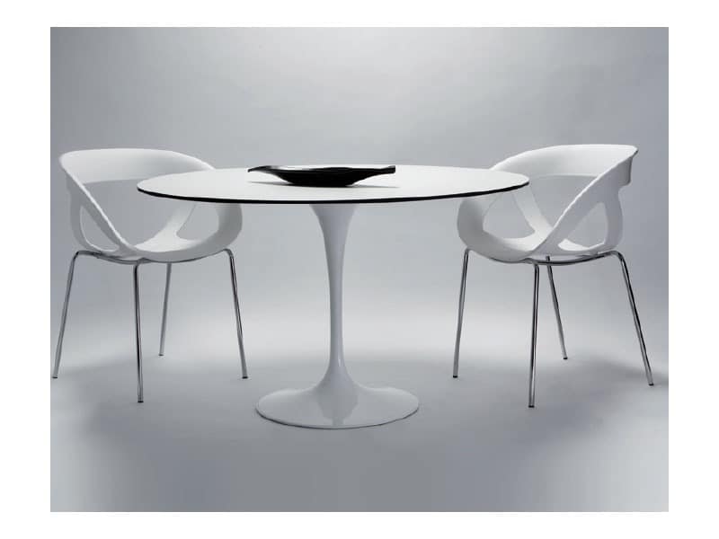 Saturno cod. 107 cod. 116, Round table with painted aluminum base