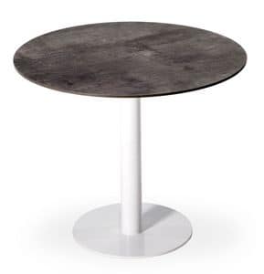 Stile, Round metal table with wooden top