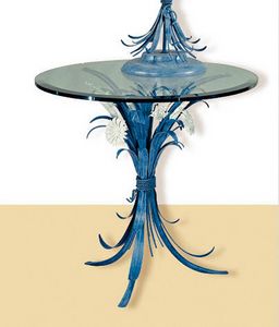 T.3600/3, Blue round table with glass top