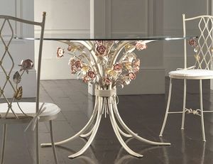 T.5470/6, Wrought iron table with glass top