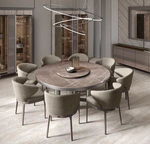 Tubes round table, Round metal table, with marble or wooden top