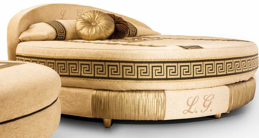LENTINI bed, Round bed, padded