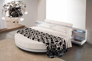 ROND, Round bed with equipped headboard